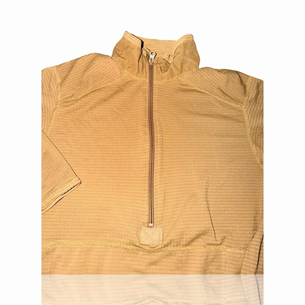 USMC FROG Grid Fleece Quarter Zip Pullover Mens Size S Coyote Tan - Picture 2 of 4
